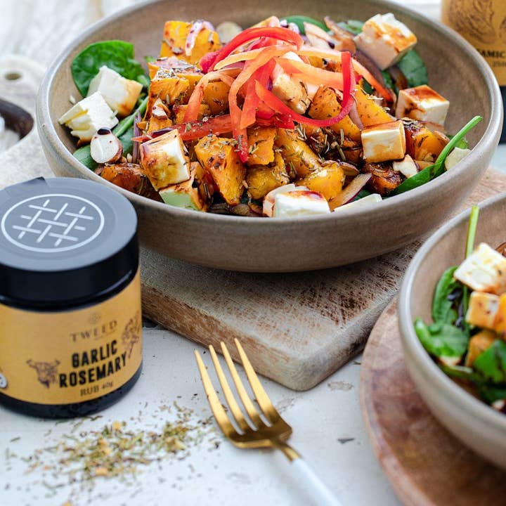 Garlic and Rosemary Herb Rub with a Salad