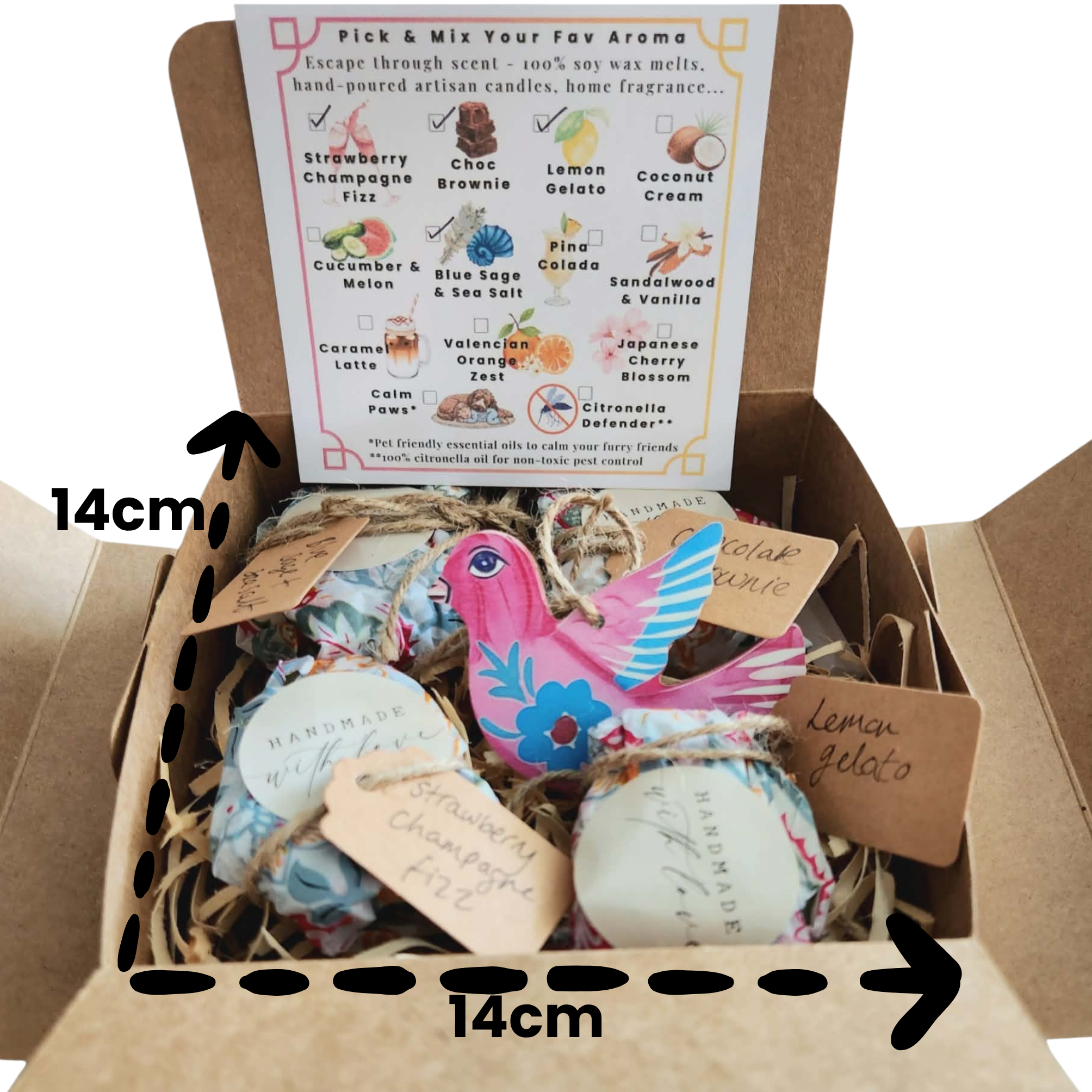 Luxury 100% Soy Wax Melt Gift Box – 4 Hand Wrapped Wax Melts