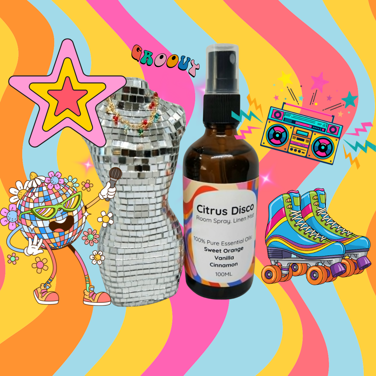 Citrus Disco Room Spray & Linen Mist | Sweet Orange, Vanilla and Cinnamon
